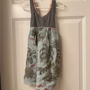 Sleeveless Dress with Flamingo Print